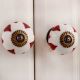 White Red Hearts Ceramic Knob